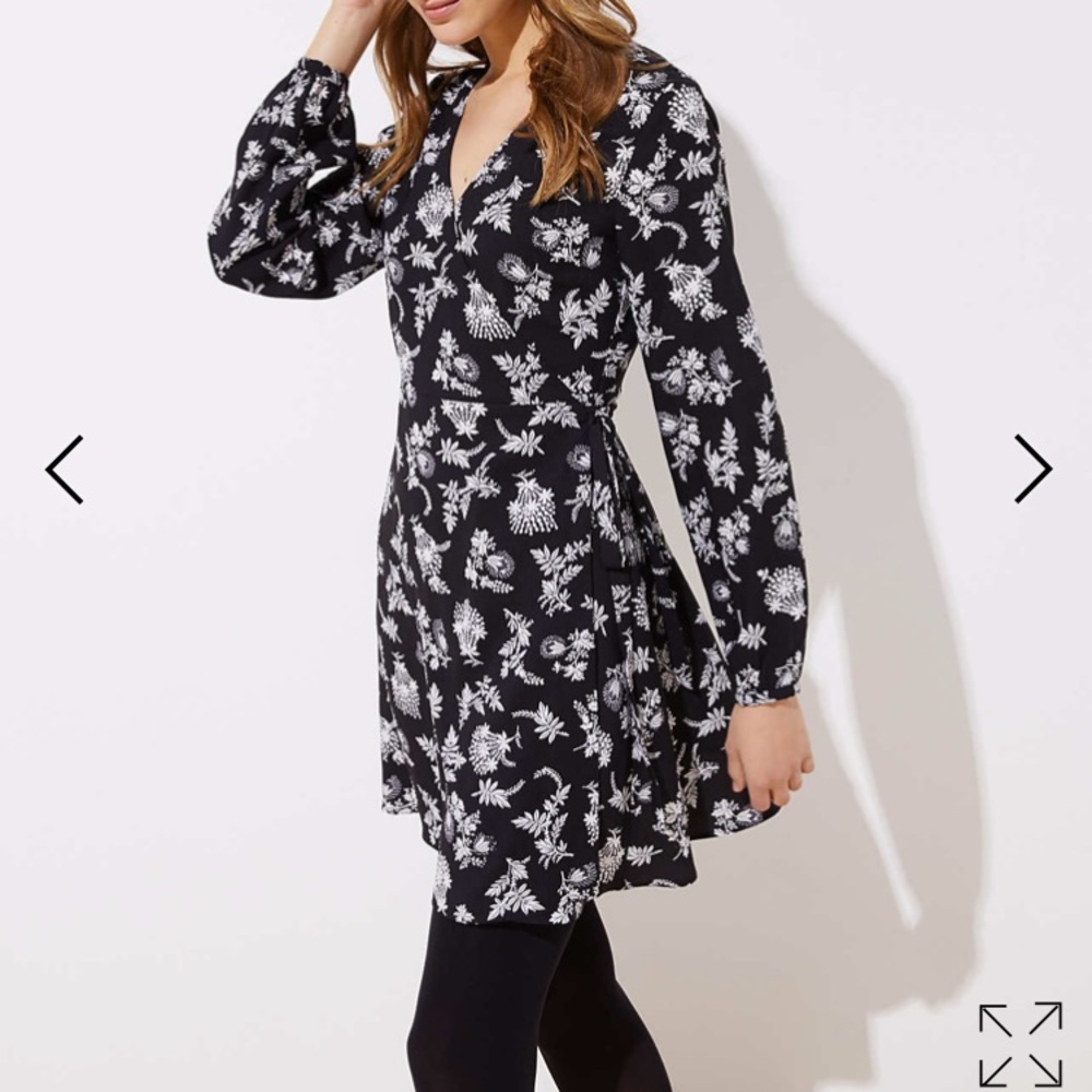 Ann Taylor Loft Black and White Wrap dress